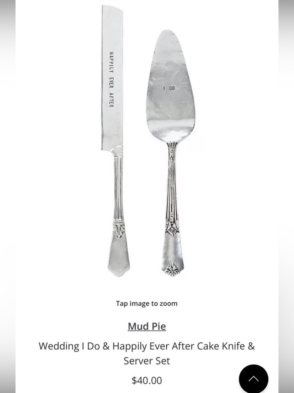 Mud Pie Wedding I Do & Happily Ever Aftet Cake Knife & Server Set
